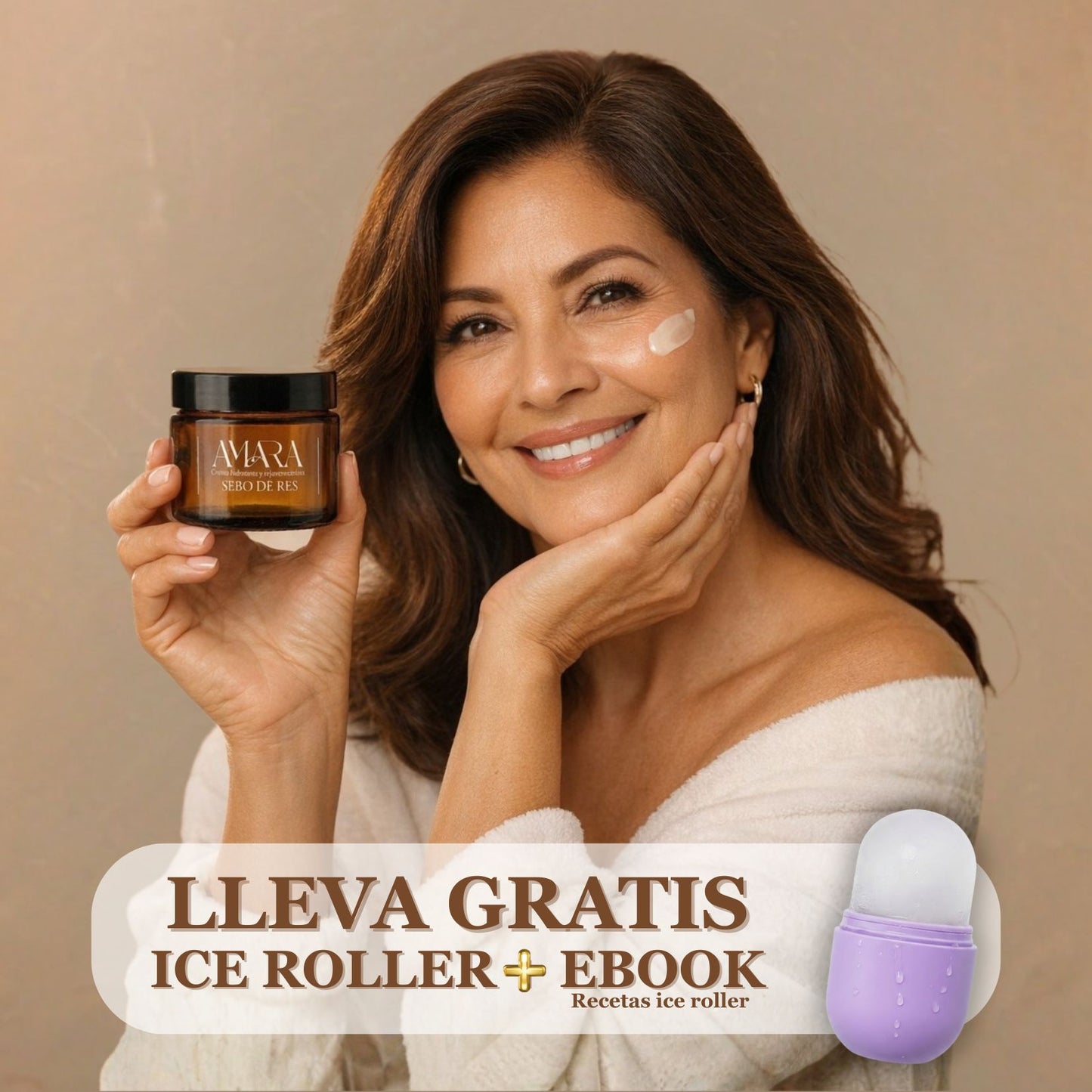 Crema hidratante y rejuvenecedora de SEBO DE RES + Ice Roller GRATIS